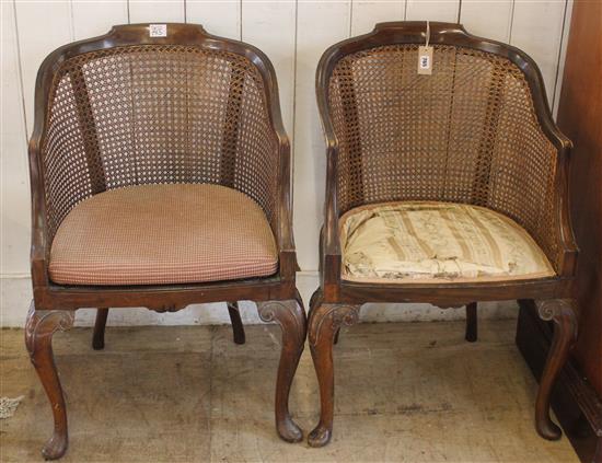 Pair cane tub chairs